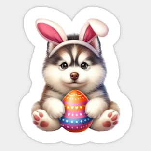 Easter Siberian Husky Dog Sticker